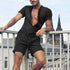 Men's Plain Short-sleeved Bodysuit In Solid Color Without Hood